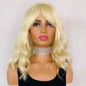 SALE💄14” Blonde Synthetic Wig w Bangs for Your Favorite Ball Cap / Scarf / Toque